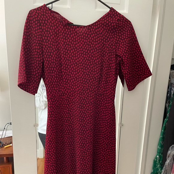 Seraphine Maternity Red Dress Cerise Dot - Picture 2 of 2